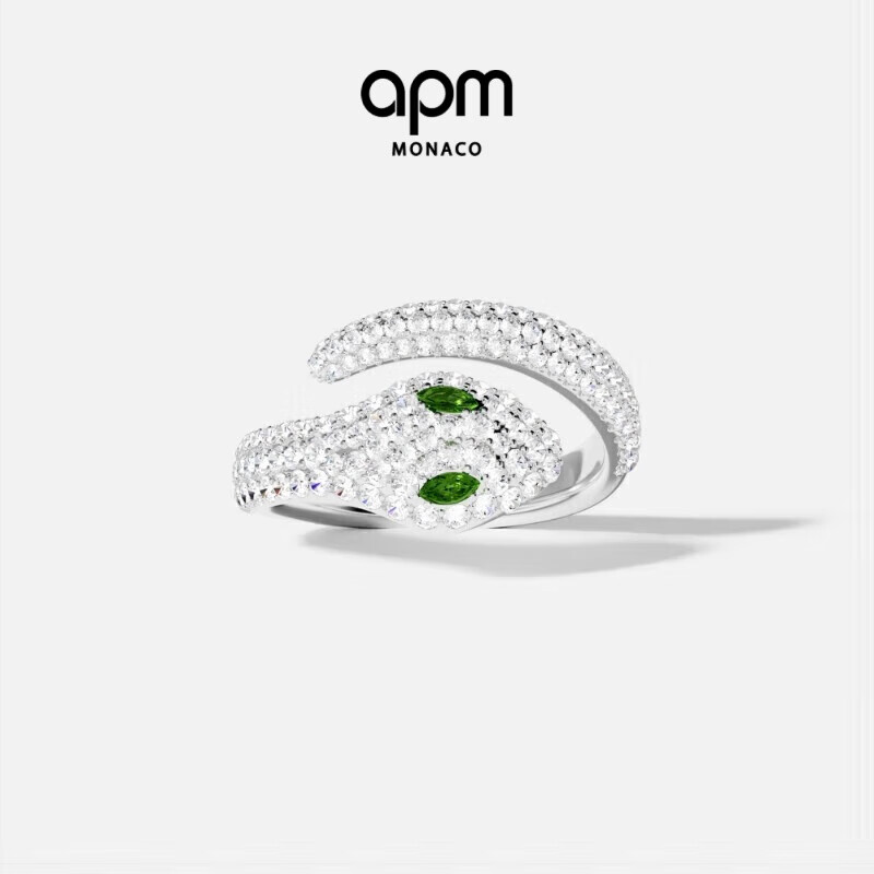 APM Monaco Green Eye Snake Ring