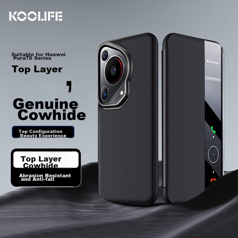 KOOLIFE Huawei Pura70 Ultra Genuine Leather Flip Case