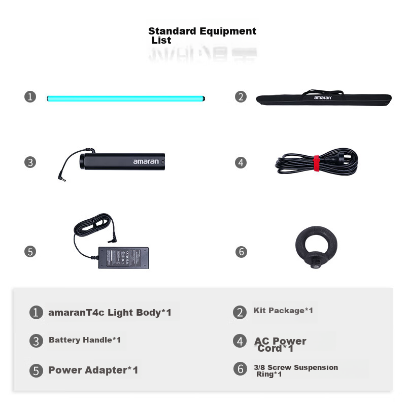 Aputure T4C Fill Light Stick - 360K Color Temp & RGB Full Color