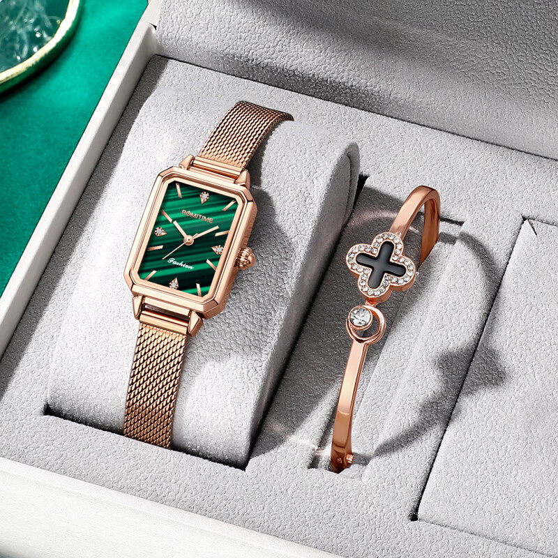 ROMITIME Women's Elegant Square Green Watch