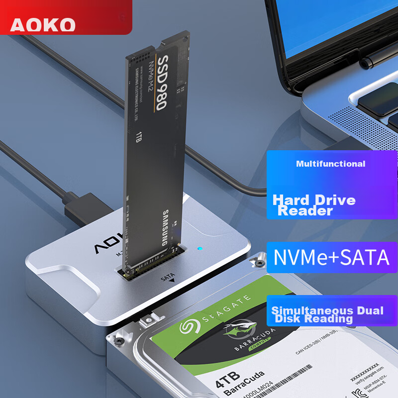 AOKO Dual-Bay M.2 + SATA Hot Swap Enclosure