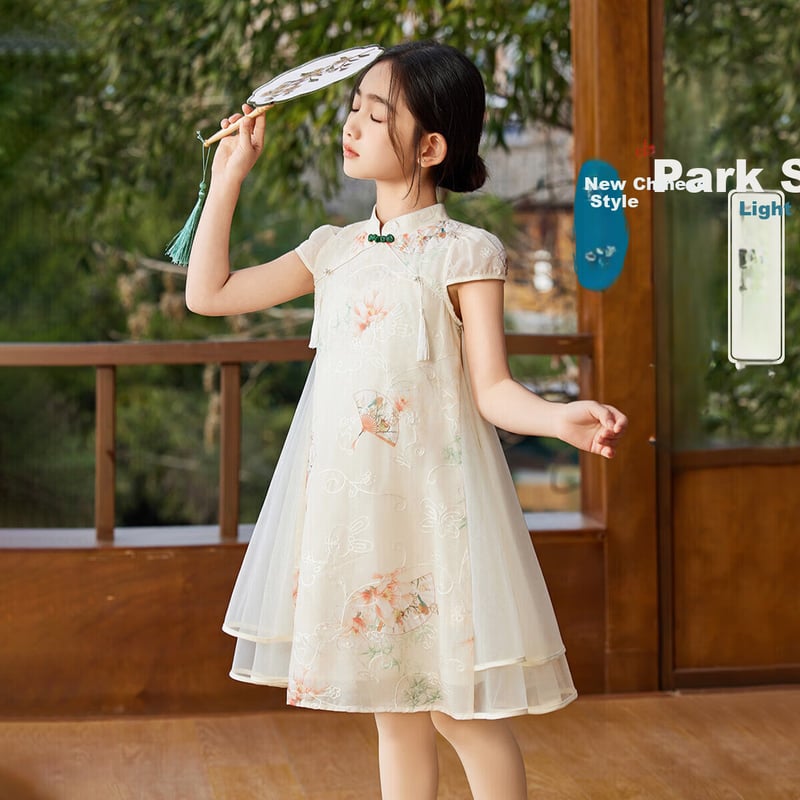 ASK JUNIOR Chinese-Style Girls' Summer Skirt