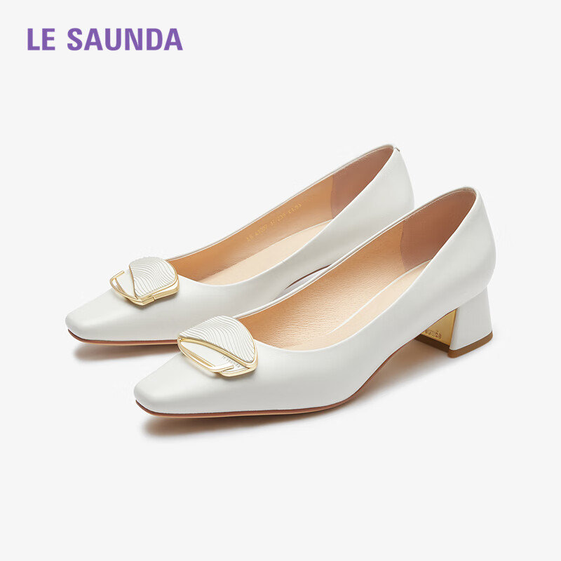 Le Saunda Elegant Square Toe Mid-Heel Pumps