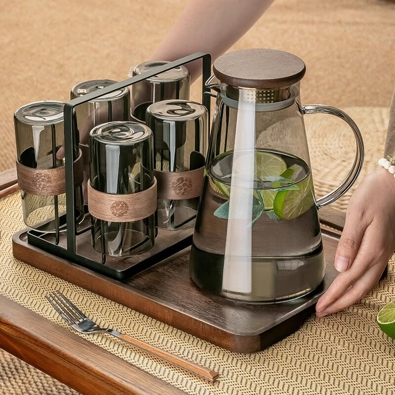 CRISTALGLASS Heat-Resistant Glass Cup Set with Coasters