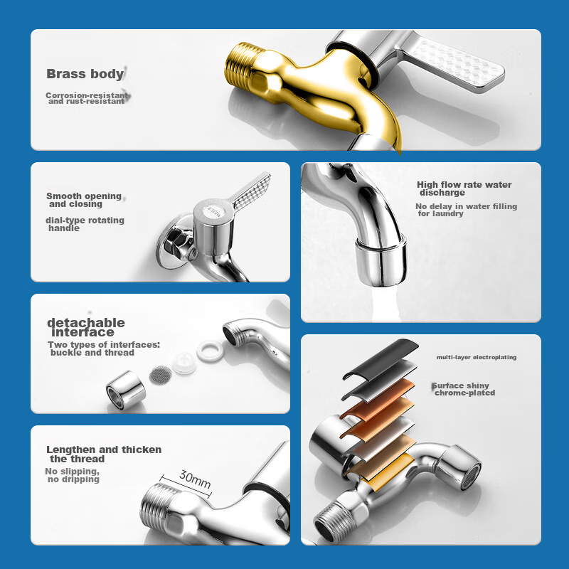 MEJUE Brass Mop Faucet - 1/2 Inch Cold Water Tap