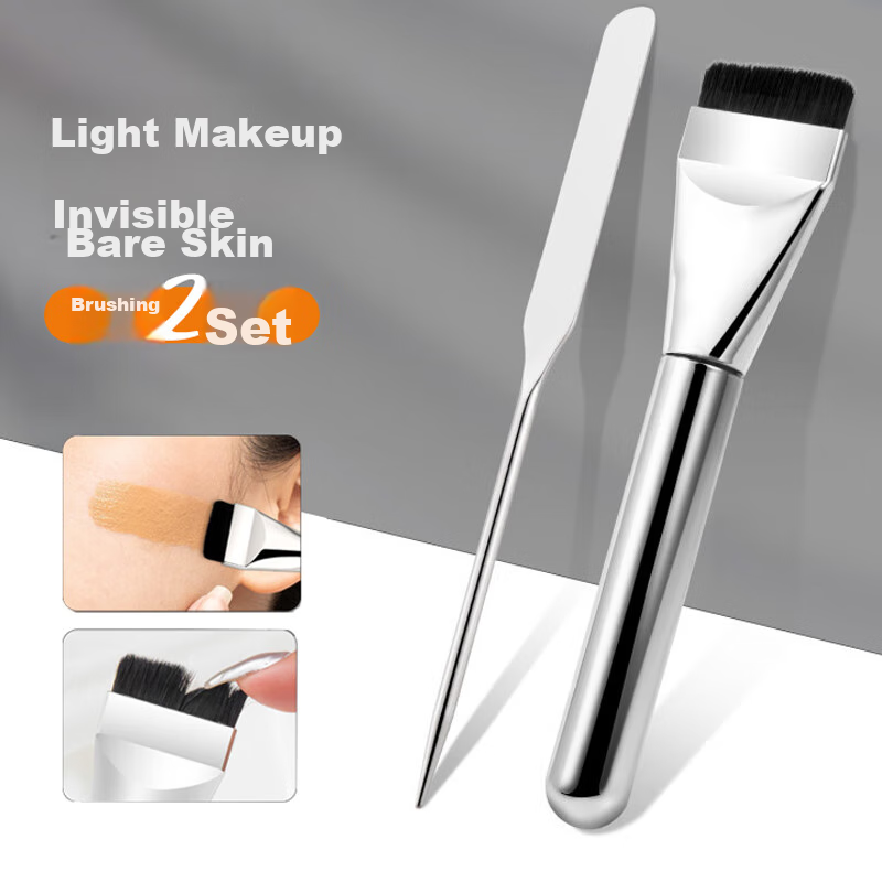 Yushangjiaren Ultra-Thin Foundation Brush & Powder Spatula Set