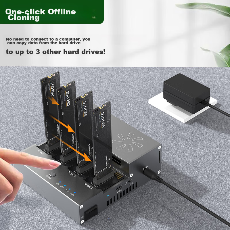 AOKO One-To NVMe SSD Cloning Machine with Cooling Fan