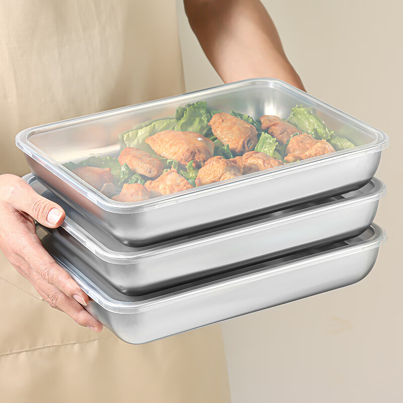 Baijie Extra Thick Stainless Steel Rectangular Tray