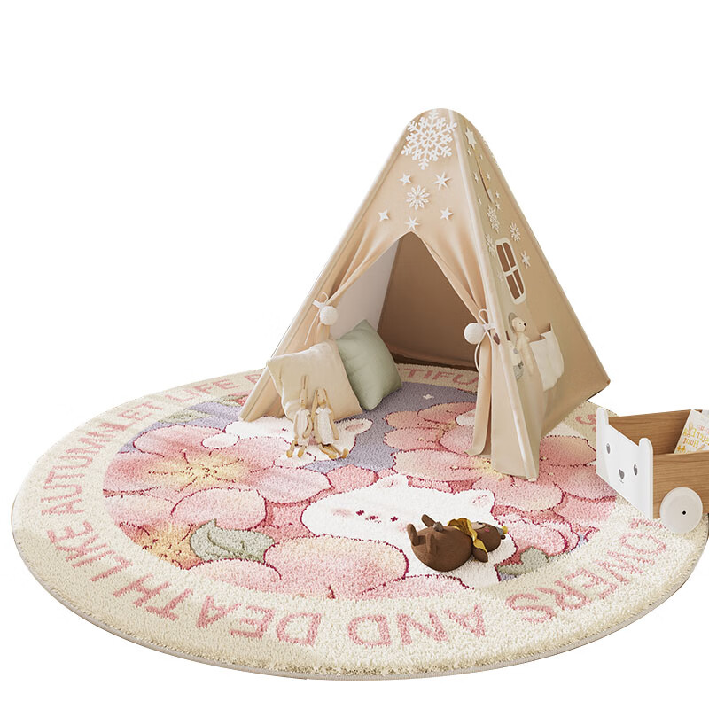 Yinshang Kids Round Lambswool Rug - Cozy Bedside Blanket