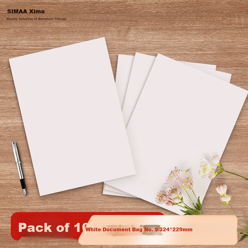 SIMAA 10 A4 White Document Folders - No Text