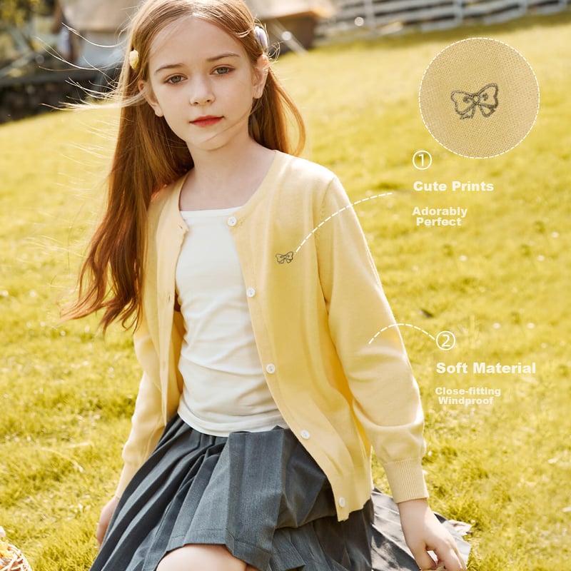 ASK JUNIOR Yellow Girls' Knitted Sweater