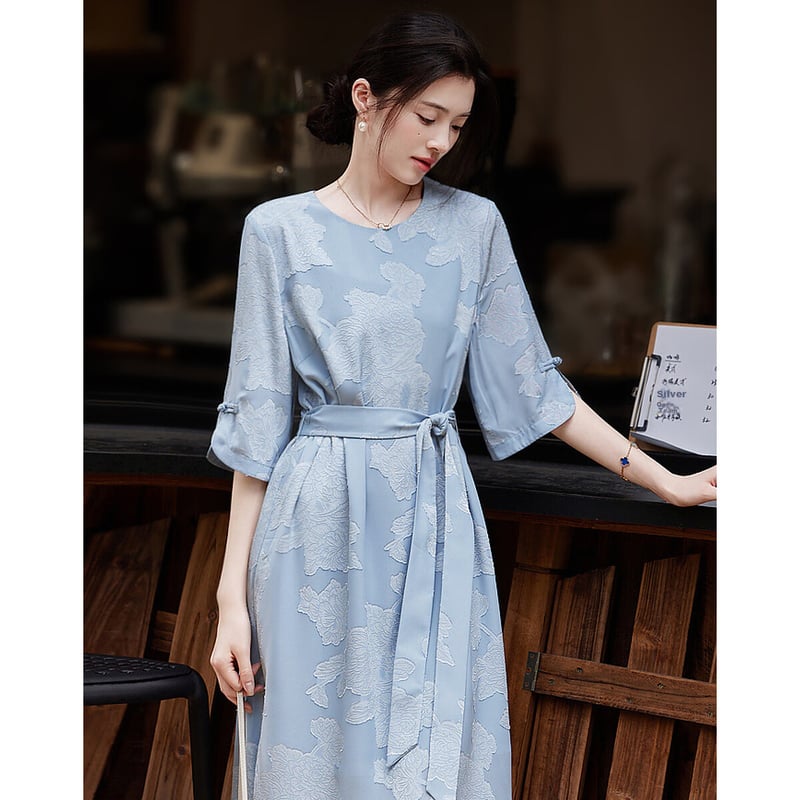 DME Comfortable Delicate Jacquard Flared Dress