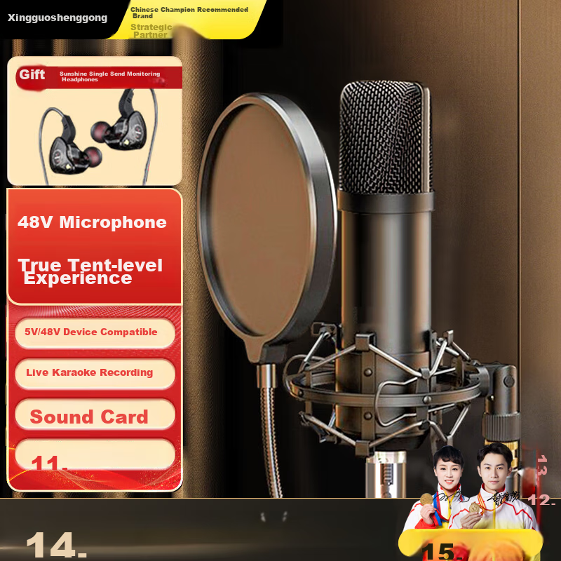 WITGOER 48V/5V Microphone for Live Streaming and Gaming