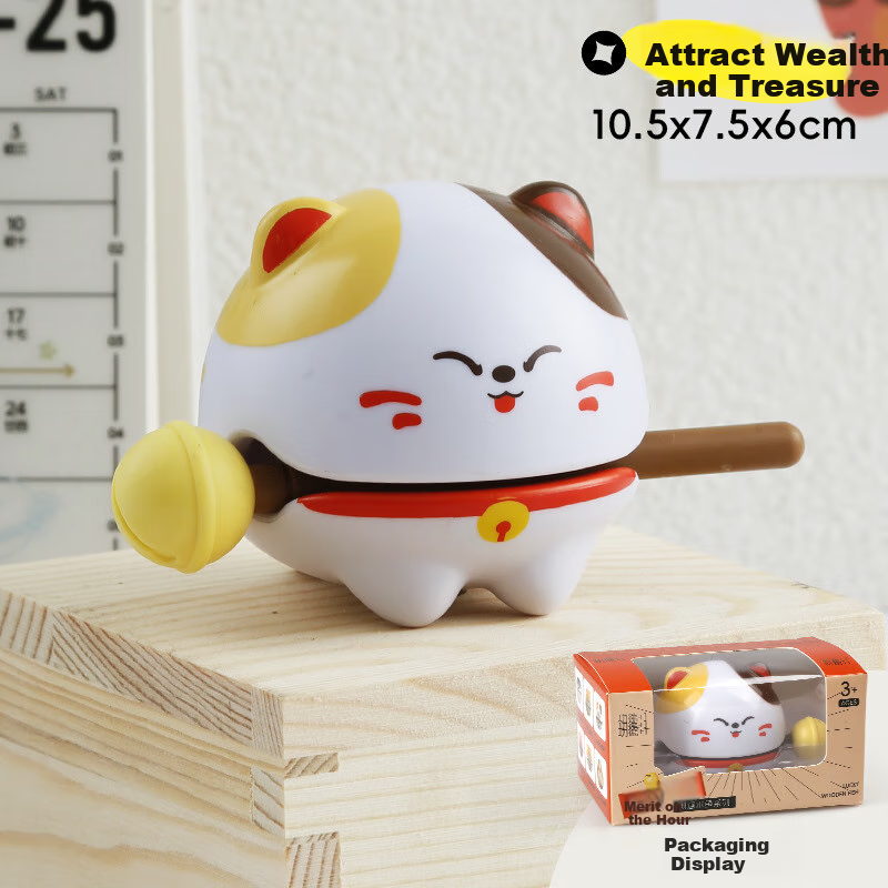 JIANTIAN Lucky Cat Wooden Fish Stress Relief Fidget Toy