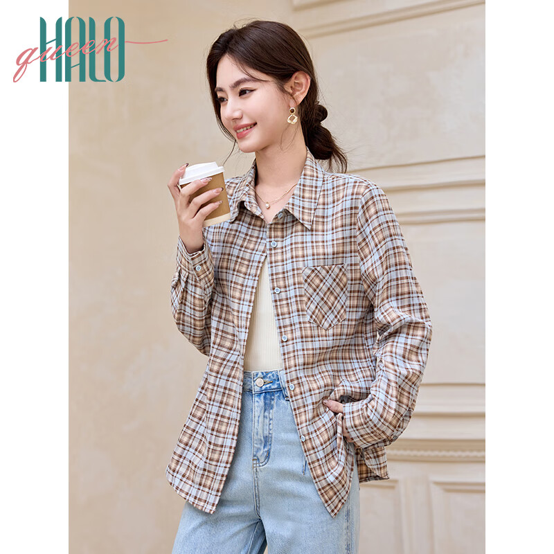 Halo Queen Women's Plaid Long-Sleeve Shirt