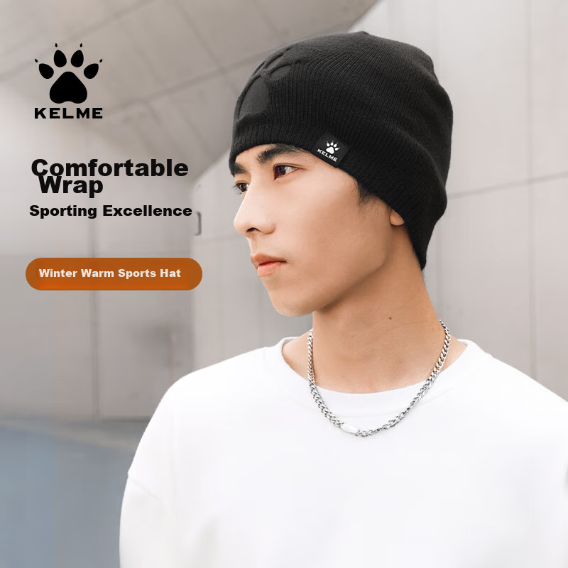 KELME Warm Running Hat - Winter Wool Cap with Ear Flaps