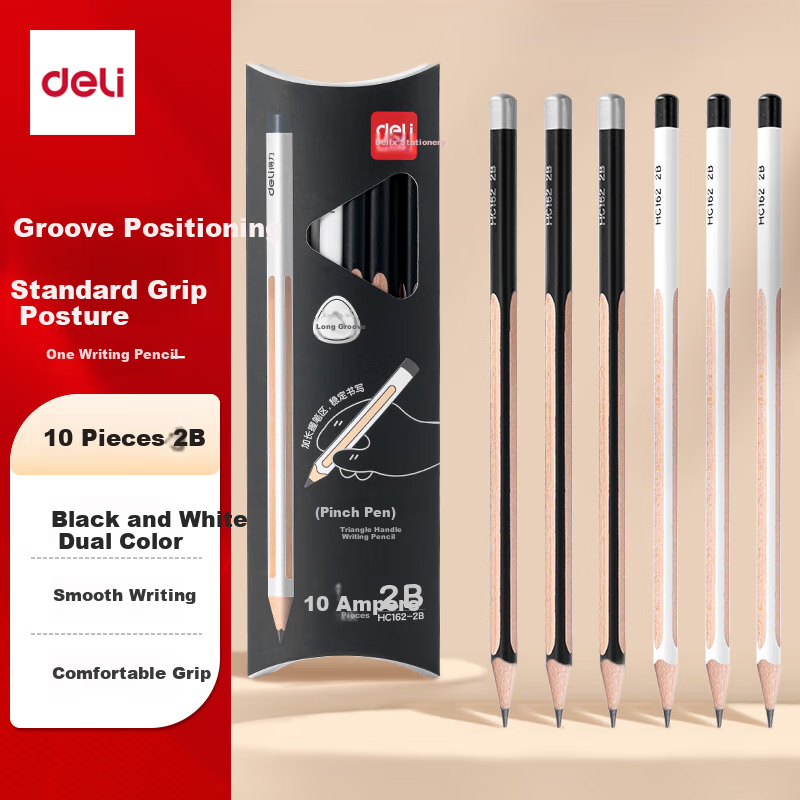 Deli 10 Pcs 2B Triangular Grip Mechanical Pencil