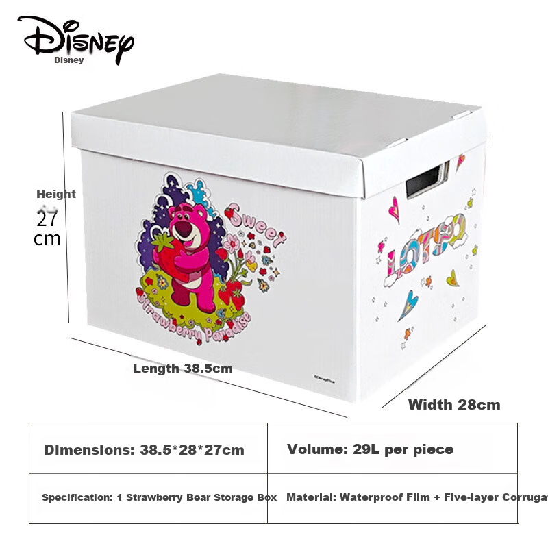 Disney Strawberry Bear Storage Box - 29L Moving & Gift Box