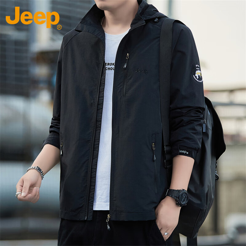 JEEP Men's Hooded Jacket - Trendy Casual Fall/Winter Wear