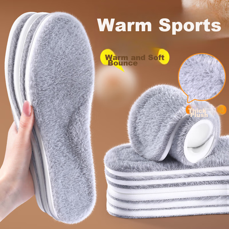 Bangnishijia 2 Pairs Fleece-Lined Warm Insoles for Sports Shoes