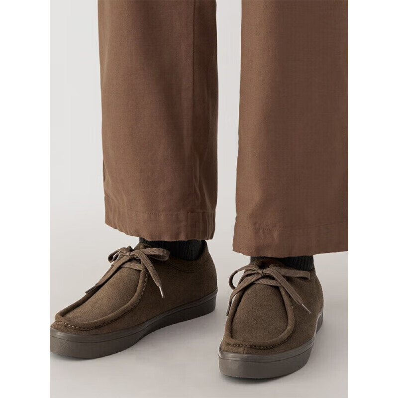 MUJI Men's Low-Fatigue Suede Kangaroo Shoes, Dark Coffee