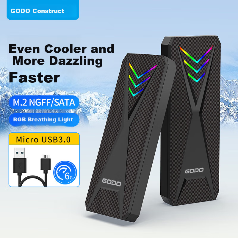 GODO M.2 SSD Enclosure with RGB Light Effects