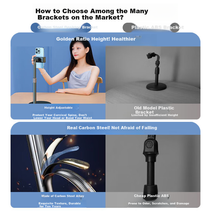 LINGCHEN Live Streaming Phone Stand, Adjustable Height & Overhead Shooting