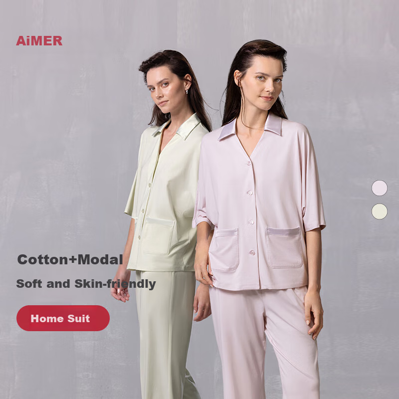 Aimer Spring Short-Sleeve Capri Pajama Set