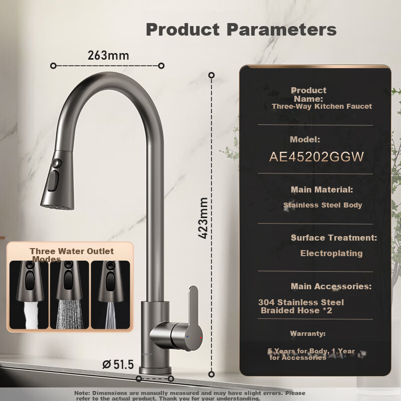 ARROW Gunmetal Gray Kitchen Faucet with Pull-Out Spray