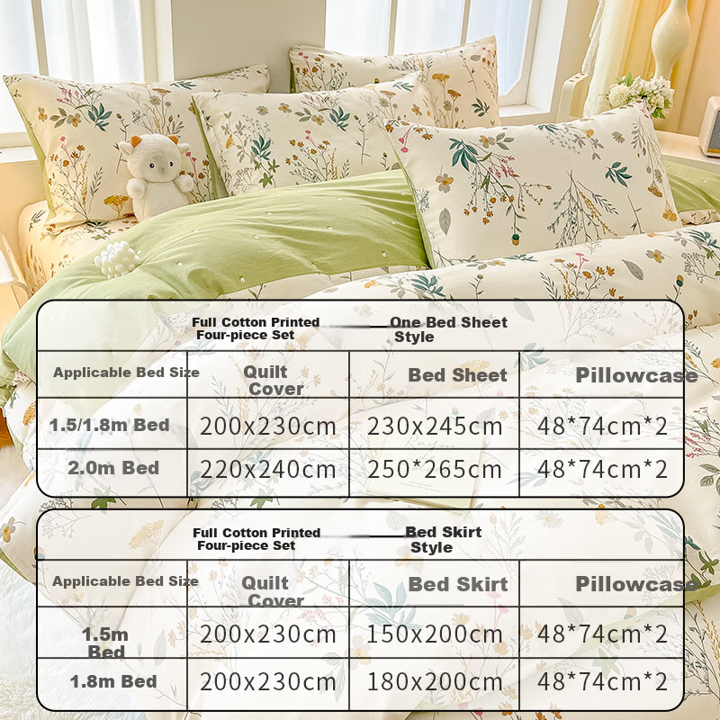 SOMERELLE 100% Cotton 4-Piece Bedding Set