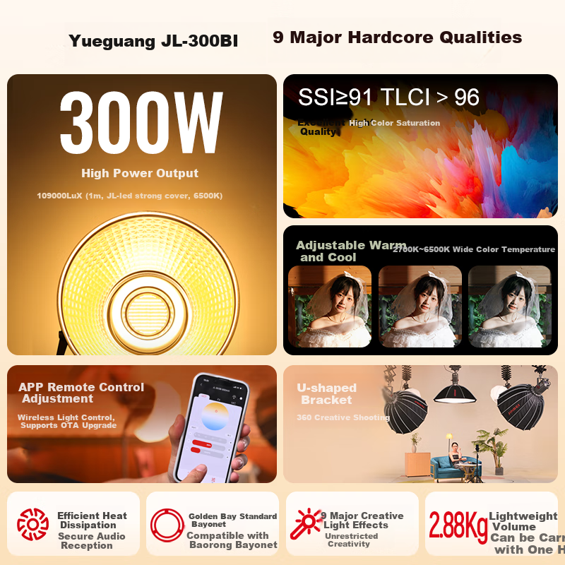 JINBEI JL300BI 300W Dual-Temperature Fill Light