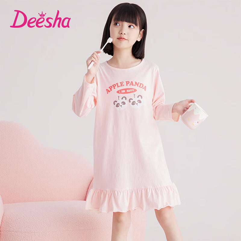 DEESHA Girls' Pure Cotton Princess Nightgown