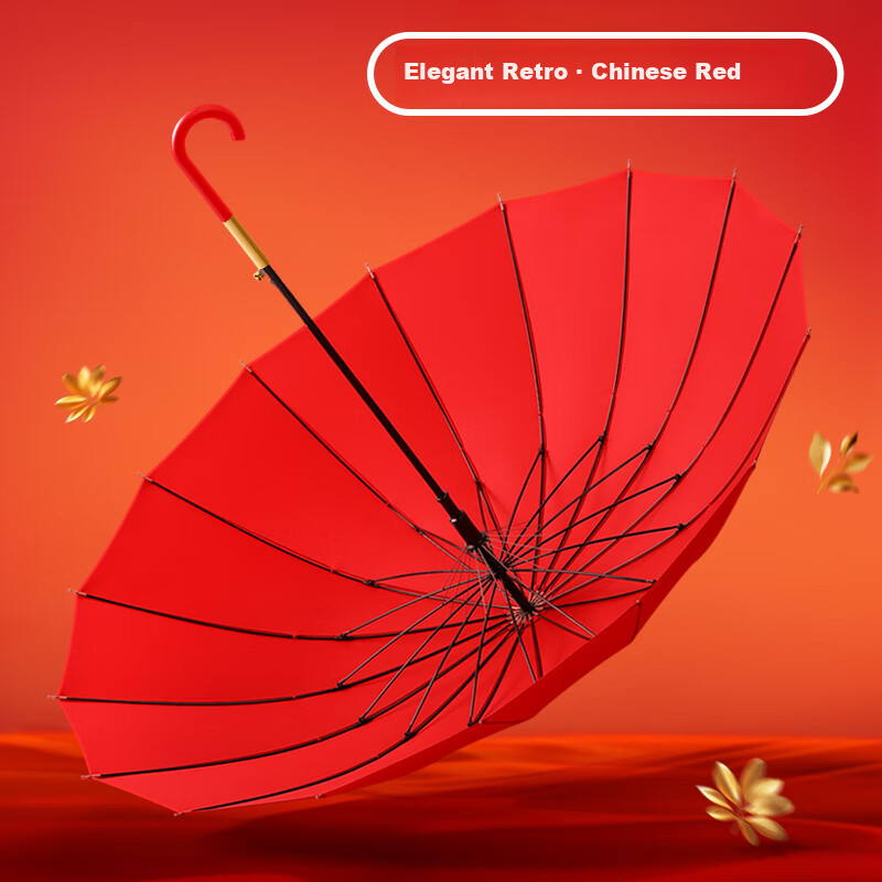 MAYDU Wedding Umbrella, Red Long Handle