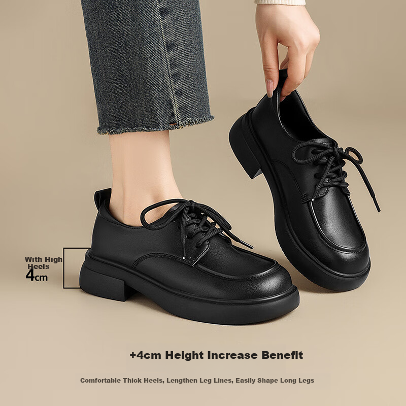 ZHR British Style Round Toe Leather Shoes