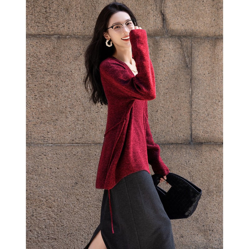 Dme Sweet Feminine V-Neck Sweater