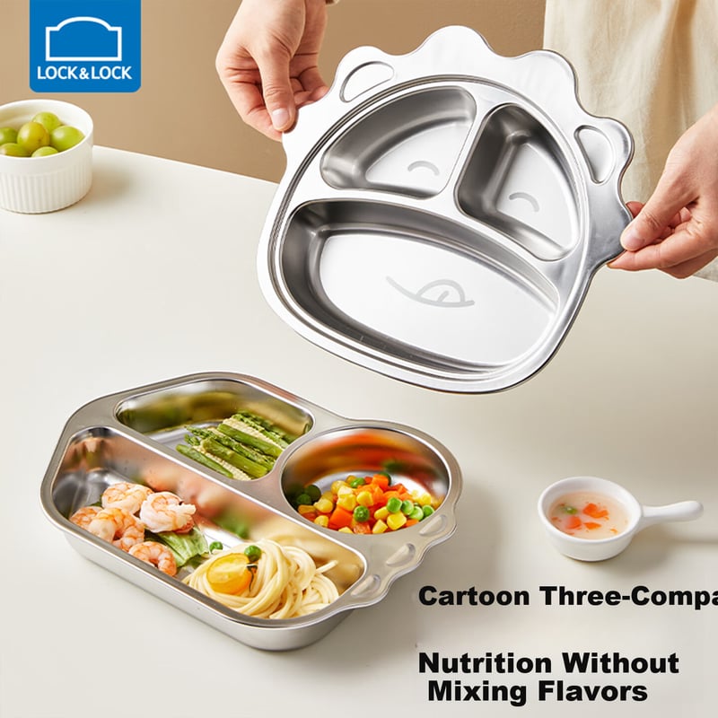 Lock&Lock Kids Stainless Steel Divided Plate - Cartoon Lion