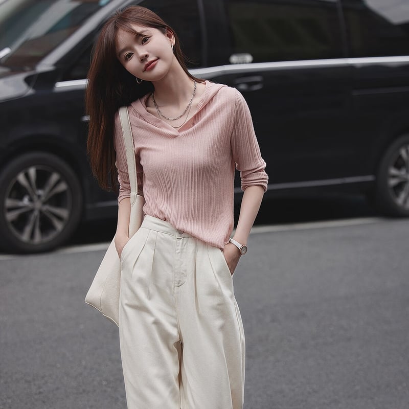 Mt Hooded Striped Knit Sweater for Women