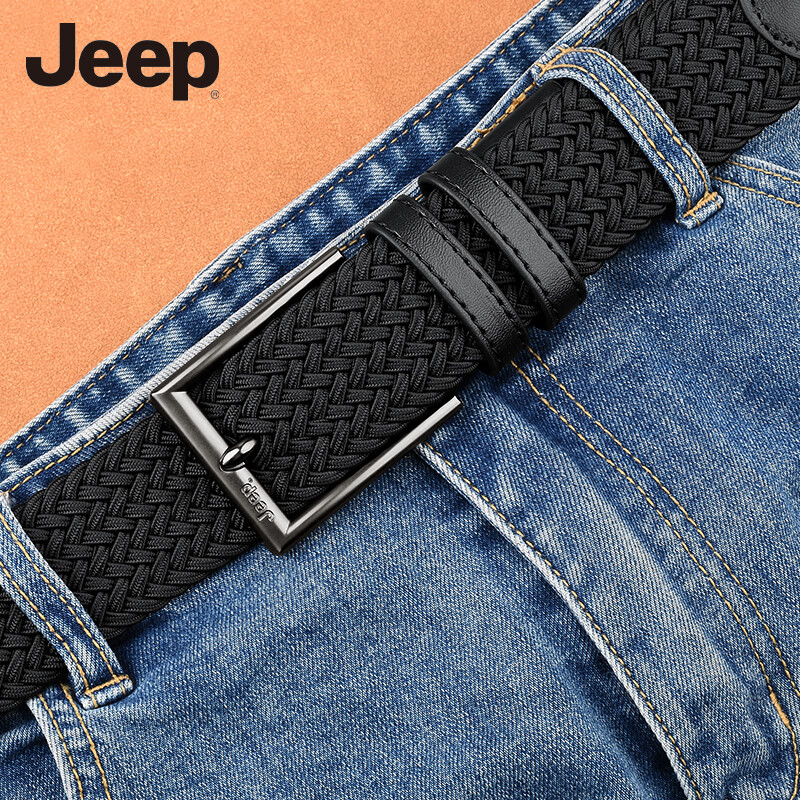 JEEP Men's Elastic Canvas Belt - No Drilling Required