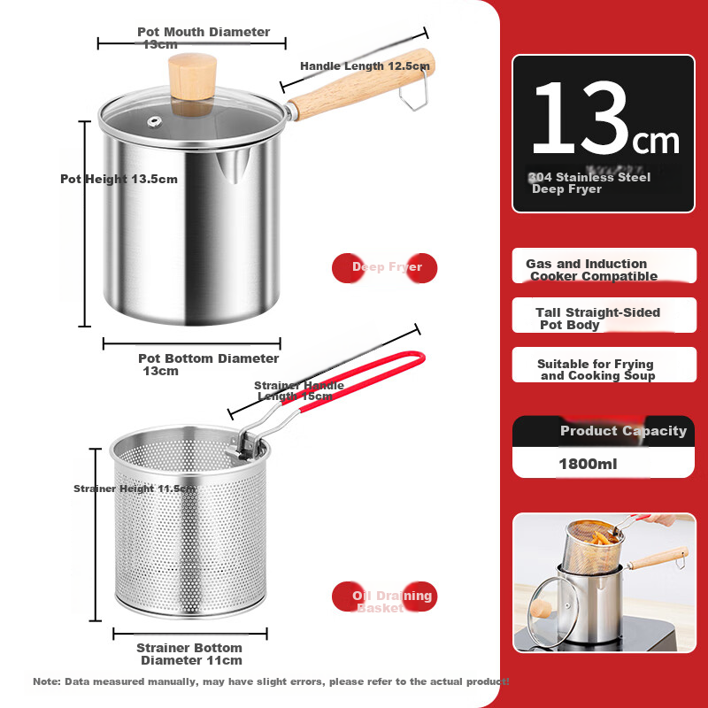 KEGOO 304 Stainless Steel Deep Fryer with Oil Strainer
