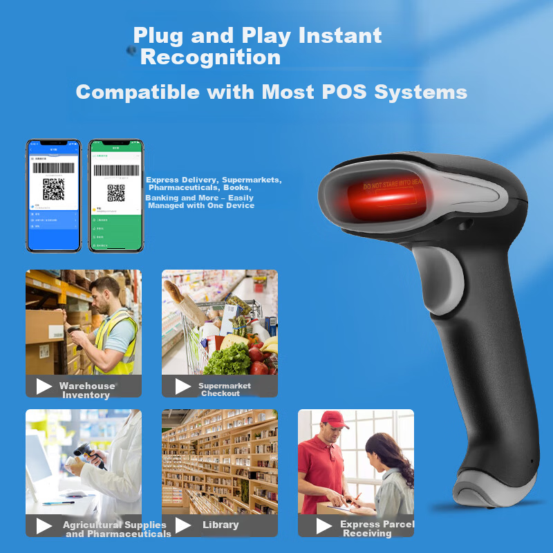 COMIX QX121 Wired Barcode Scanner - Black