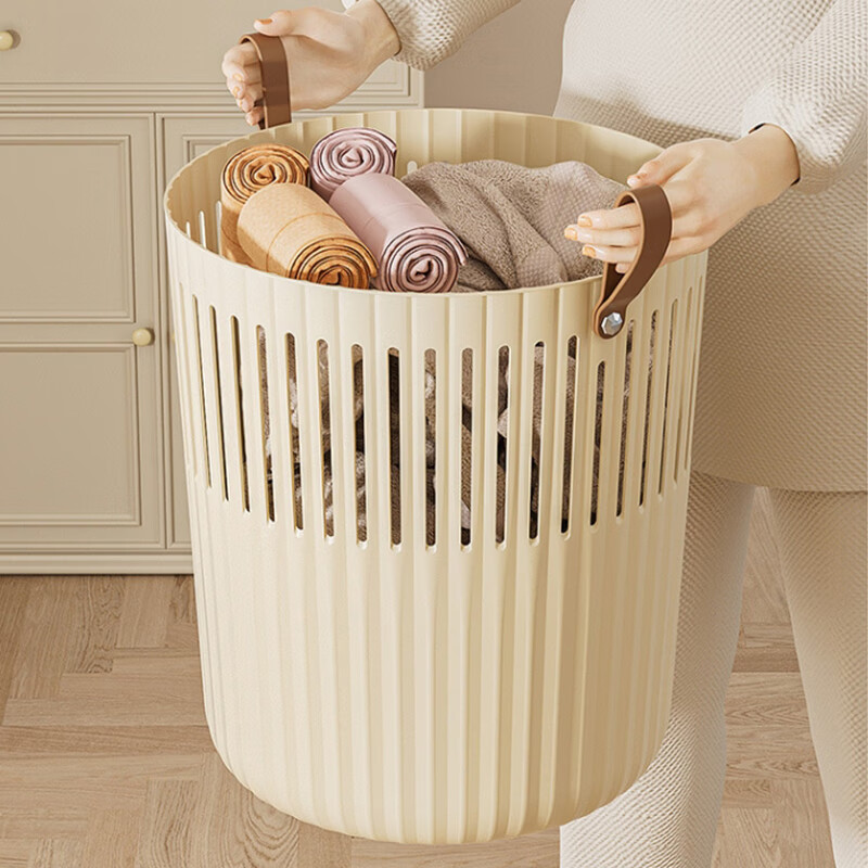 Ourunzhe Cream Laundry Hamper with Handle