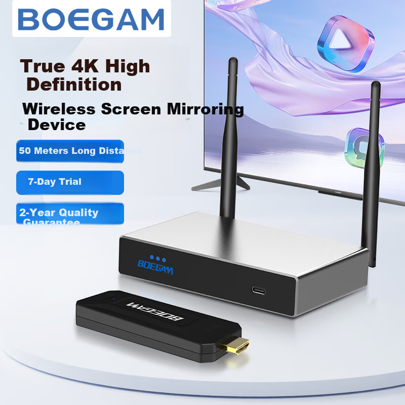 BOEGAM Wireless 4K Projector for TV & Laptops