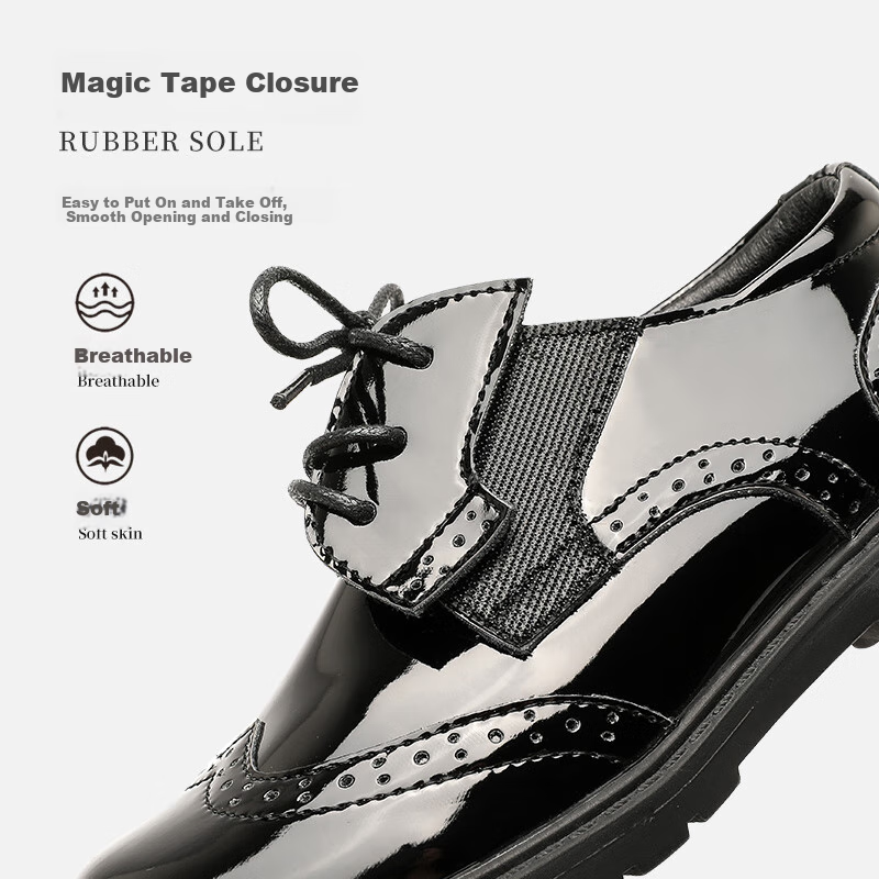 Aokang Boys' 2025 Spring Black British Style Campus Shoes