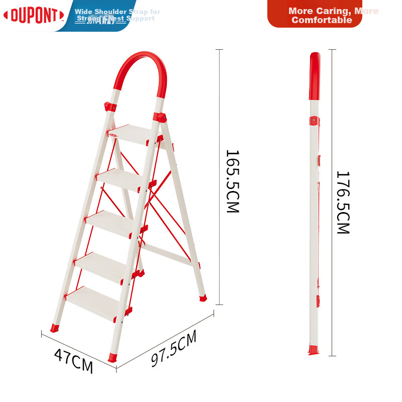 DU PONT Folding Aluminum Ladder with Thickened A-Frame Design