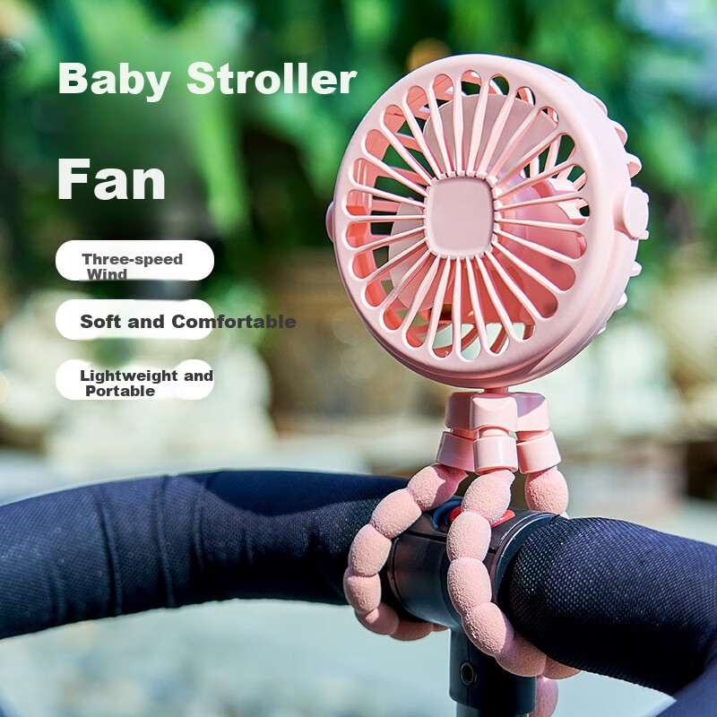 HBOALG Baby Stroller Fan - Gentle Breeze Rechargeable Octopus Fan