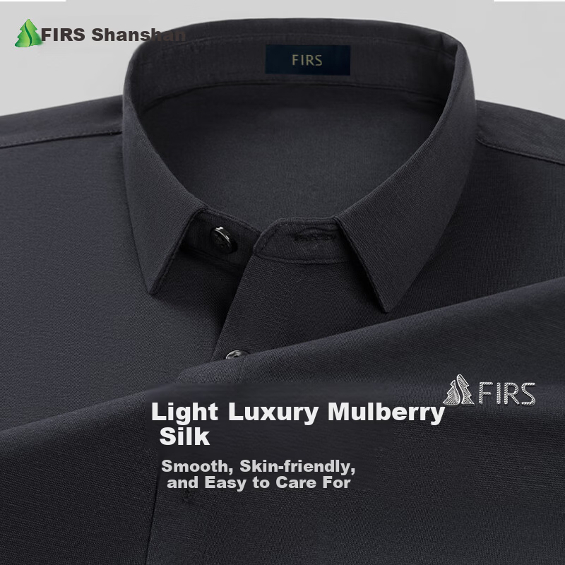 FIRS Men's Long Sleeve Shirt with Mulberry Silk Cardigan