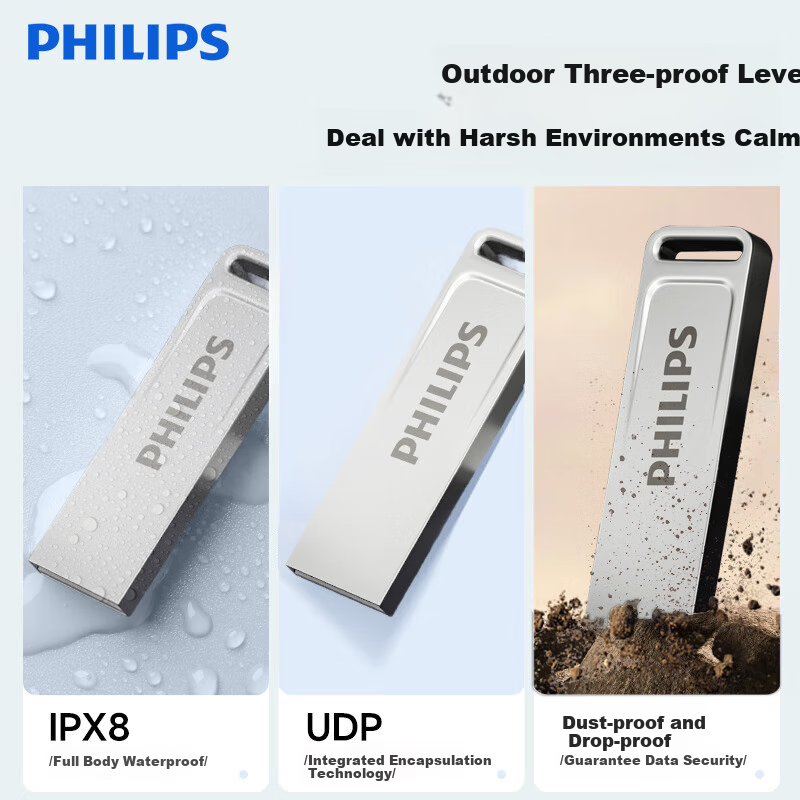 PHILIPS 16GB USB 2.0 Flash Drive - Stylish Metal Design