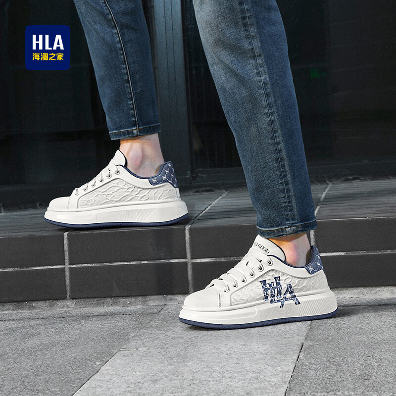 HLA Men's White & Blue Sneakers