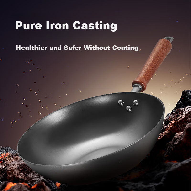 COOKER KING 30cm Cast Iron Wok - Lightweight & Non-Rust