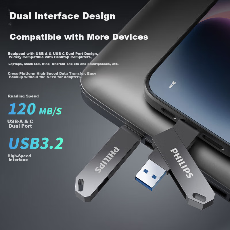 PHILIPS 64GB Type-C USB3.2 Dual Interface Flash Drive